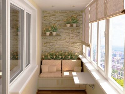 Варианты дизайна натяжных потолков на балконе